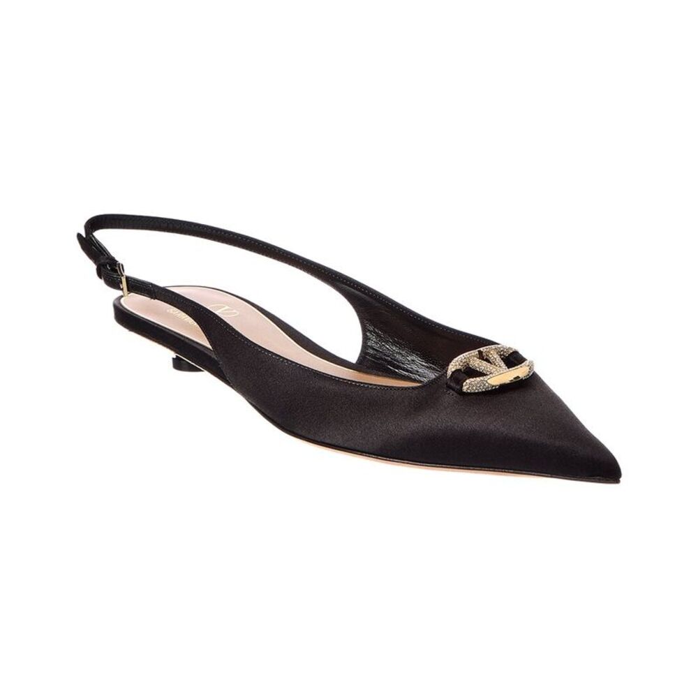 Valentino Vlogo Signature 20 Satin Slingback Pump, Black